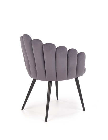 K410 Krzesło Muszla Popielaty Velvet / Czarne Nogi - Luksus i Komfort