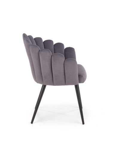 K410 Krzesło Muszla Popielaty Velvet / Czarne Nogi - Luksus i Komfort