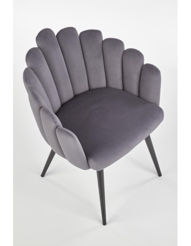 K410 Krzesło Muszla Popielaty Velvet / Czarne Nogi - Luksus i Komfort