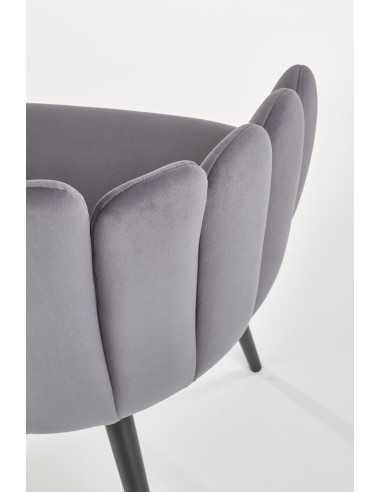 K410 Krzesło Muszla Popielaty Velvet / Czarne Nogi - Luksus i Komfort