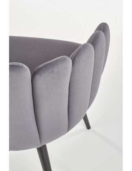 K410 Krzesło Muszla Popielaty Velvet / Czarne Nogi - Luksus i Komfort