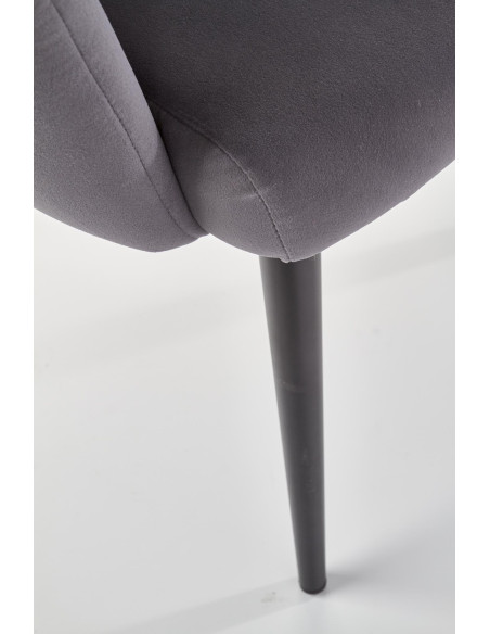 K410 Krzesło Muszla Popielaty Velvet / Czarne Nogi - Luksus i Komfort