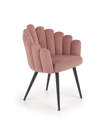 K410 Krzesło Muszla Różowy Velvet / Czarne Nogi - Luksus i Komfort