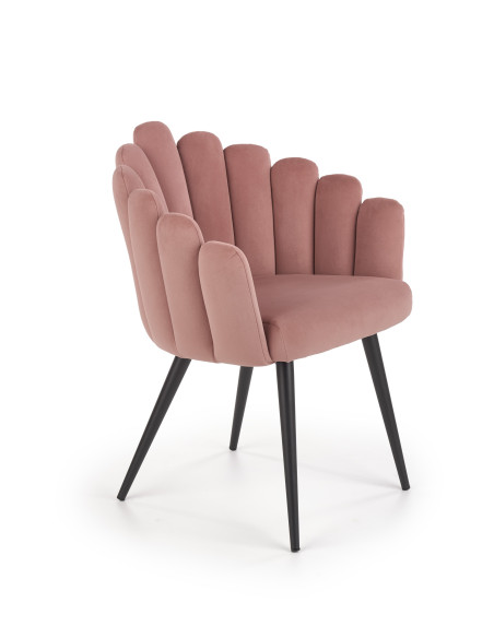 K410 Krzesło Muszla Różowy Velvet / Czarne Nogi - Luksus i Komfort