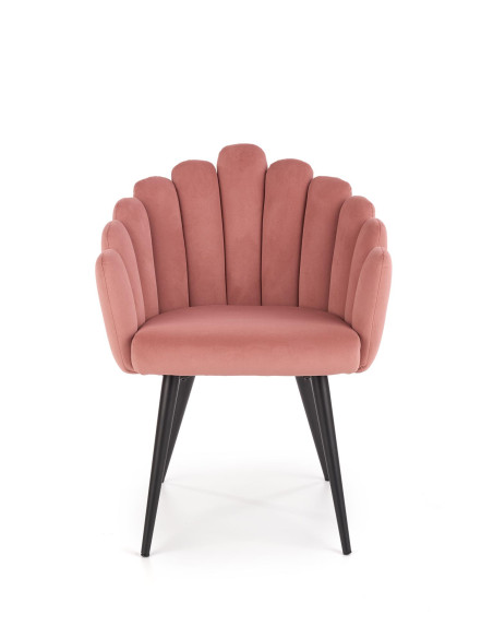 K410 Krzesło Muszla Różowy Velvet / Czarne Nogi - Luksus i Komfort