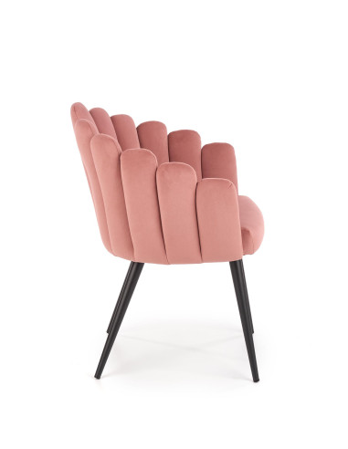 K410 Krzesło Muszla Różowy Velvet / Czarne Nogi - Luksus i Komfort
