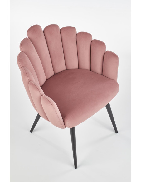 K410 Krzesło Muszla Różowy Velvet / Czarne Nogi - Luksus i Komfort