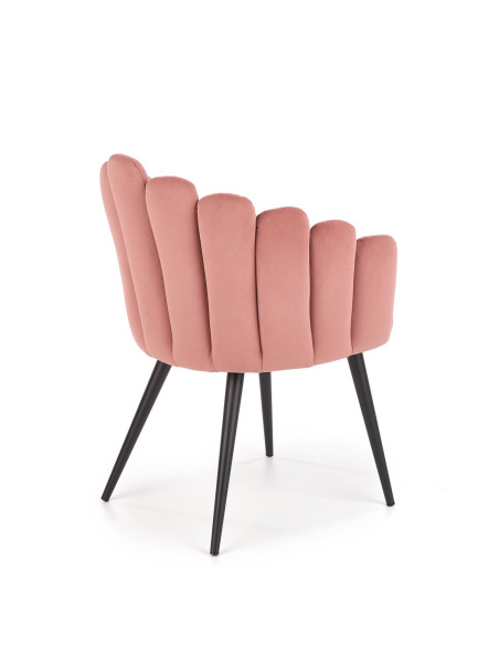 K410 Krzesło Muszla Różowy Velvet / Czarne Nogi - Luksus i Komfort
