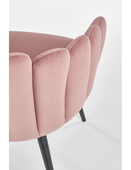 K410 Krzesło Muszla Różowy Velvet / Czarne Nogi - Luksus i Komfort