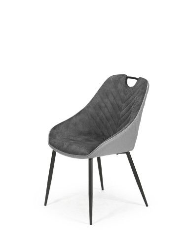 Krzesło pikowane K/412 ciemny / jasny popiel VELVET