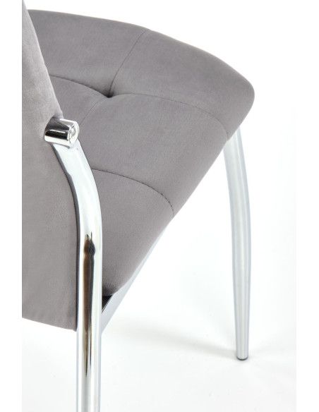 K416 Krzesło Pikowane Popielaty Velvet, Chrom - Elegancja i Komfort