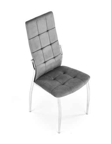 K416 Krzesło Pikowane Popielaty Velvet, Chrom - Elegancja i Komfort