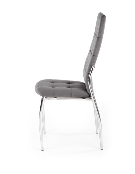 K416 Krzesło Pikowane Popielaty Velvet, Chrom - Elegancja i Komfort