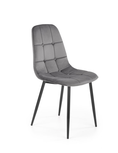K417 Krzesło Pikowane Popielaty Velvet - Elegancja i Wygoda