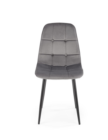 K417 Krzesło Pikowane Popielaty Velvet - Elegancja i Wygoda