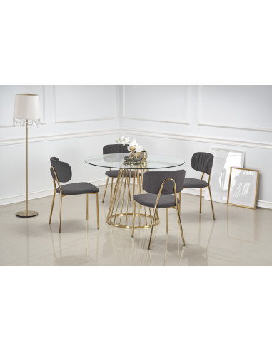 LIVERPOOL Stół Okrągły Szklany Fi120cm, Nogi Złoty Połysk - Luksus i Przestrzeń