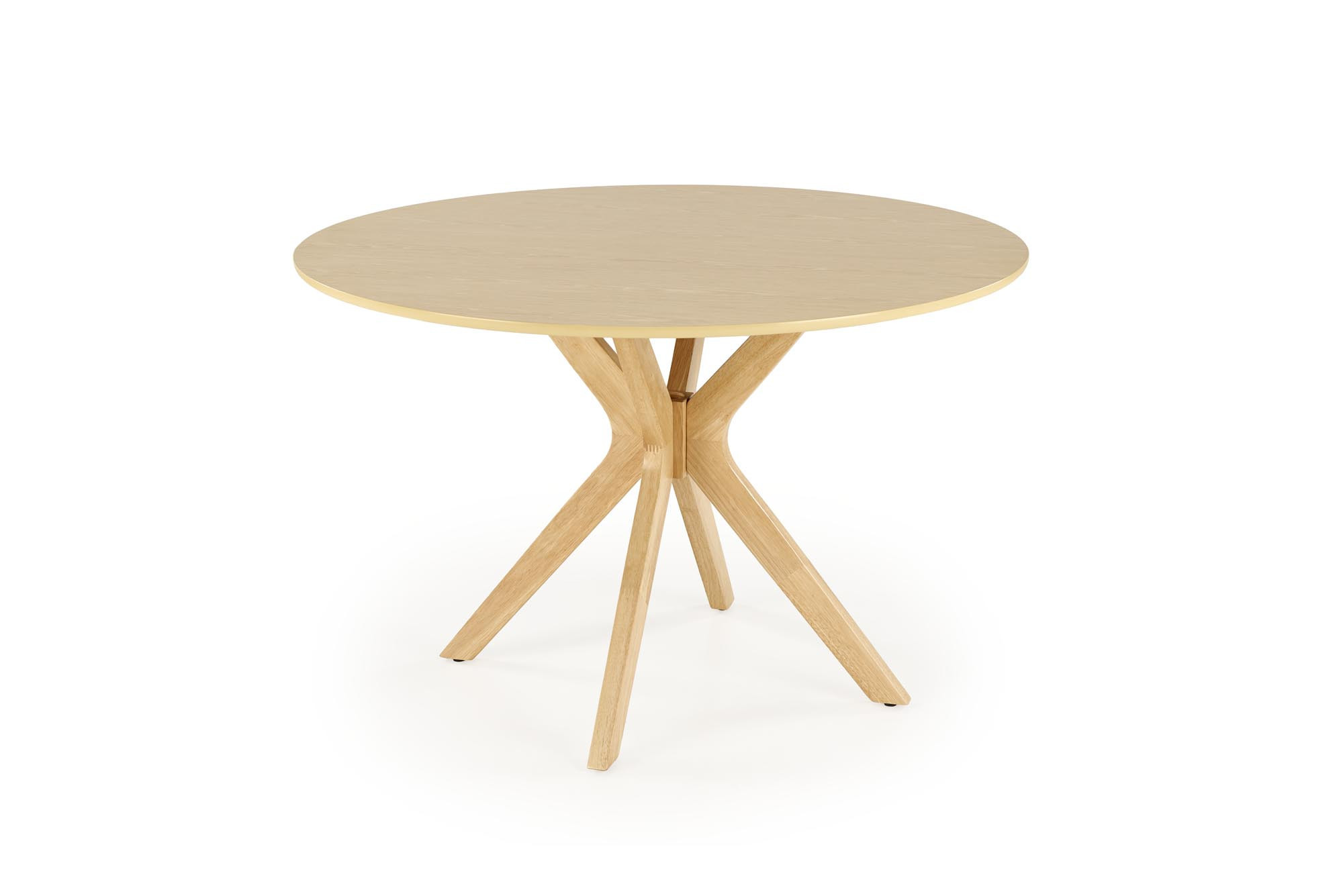 Okrągły stół NICOLAS z naturalnego dębu – widok z przodu.