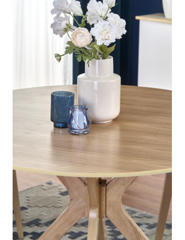 NICOLAS Stół Okrągły Fi120cm Dąb Naturalny - Naturalny Styl i Funkcjonalność