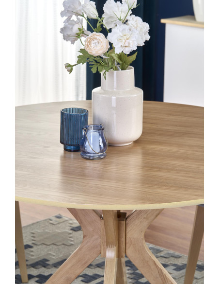 NICOLAS Stół Okrągły Fi120cm Dąb Naturalny - Naturalny Styl i Funkcjonalność