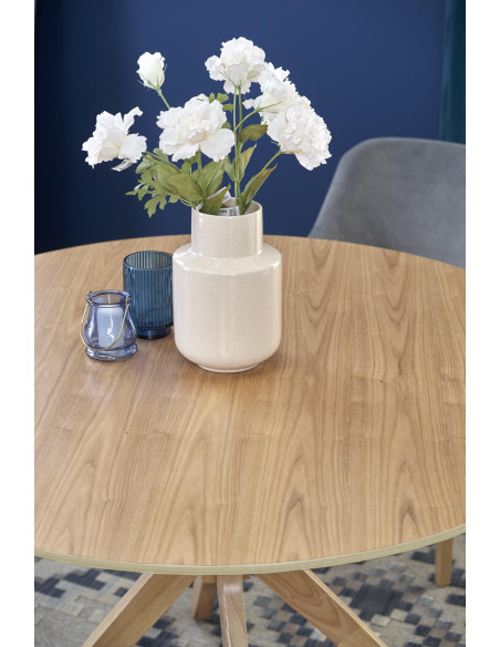 NICOLAS Stół Okrągły Fi120cm Dąb Naturalny - Naturalny Styl i Funkcjonalność