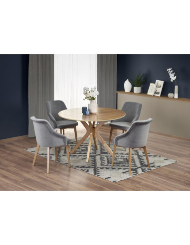 NICOLAS Stół Okrągły Fi120cm Dąb Naturalny - Naturalny Styl i Funkcjonalność