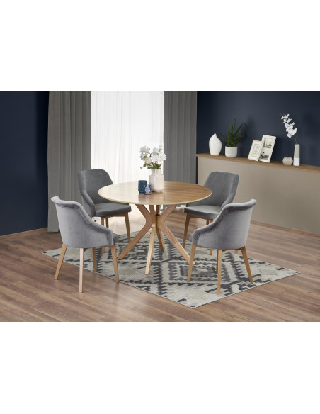 NICOLAS Stół Okrągły Fi120cm Dąb Naturalny - Naturalny Styl i Funkcjonalność