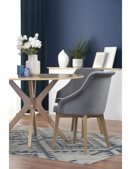 NICOLAS Stół Okrągły Fi120cm Dąb Naturalny - Naturalny Styl i Funkcjonalność