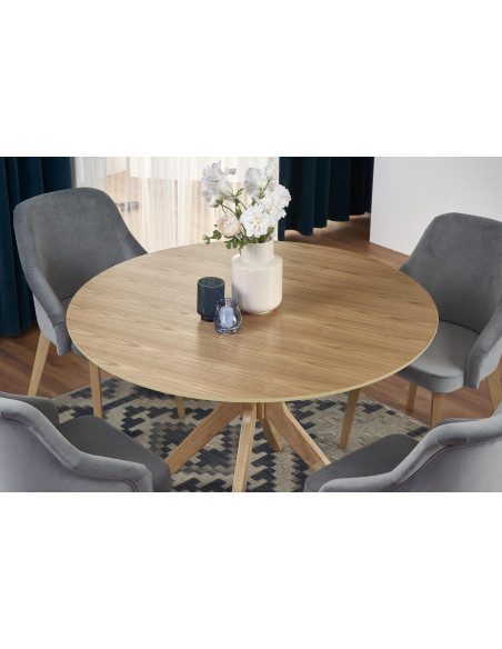 NICOLAS Stół Okrągły Fi120cm Dąb Naturalny - Naturalny Styl i Funkcjonalność