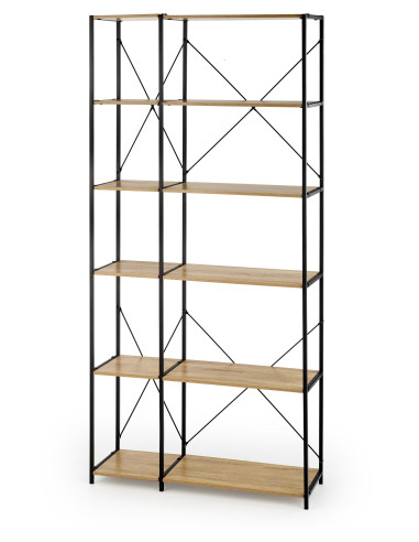 REG19 Regał Loftowy 90/30/190 cm Dąb Sonoma/Czarny - Praktyczny Design