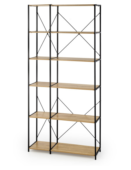 REG19 Regał Loftowy 90/30/190 cm Dąb Sonoma/Czarny - Praktyczny Design