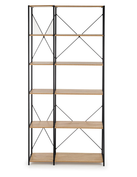 REG19 Regał Loftowy 90/30/190 cm Dąb Sonoma/Czarny - Praktyczny Design