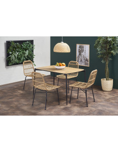 Stół TORISTO 120 x 80 blat - dąb złoty / nogi - czarne 2