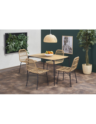 Stół TORISTO 120 x 80 blat - dąb złoty / nogi - czarne