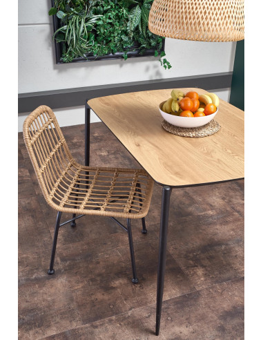 Stół TORISTO 120 x 80 blat - dąb złoty / nogi - czarne