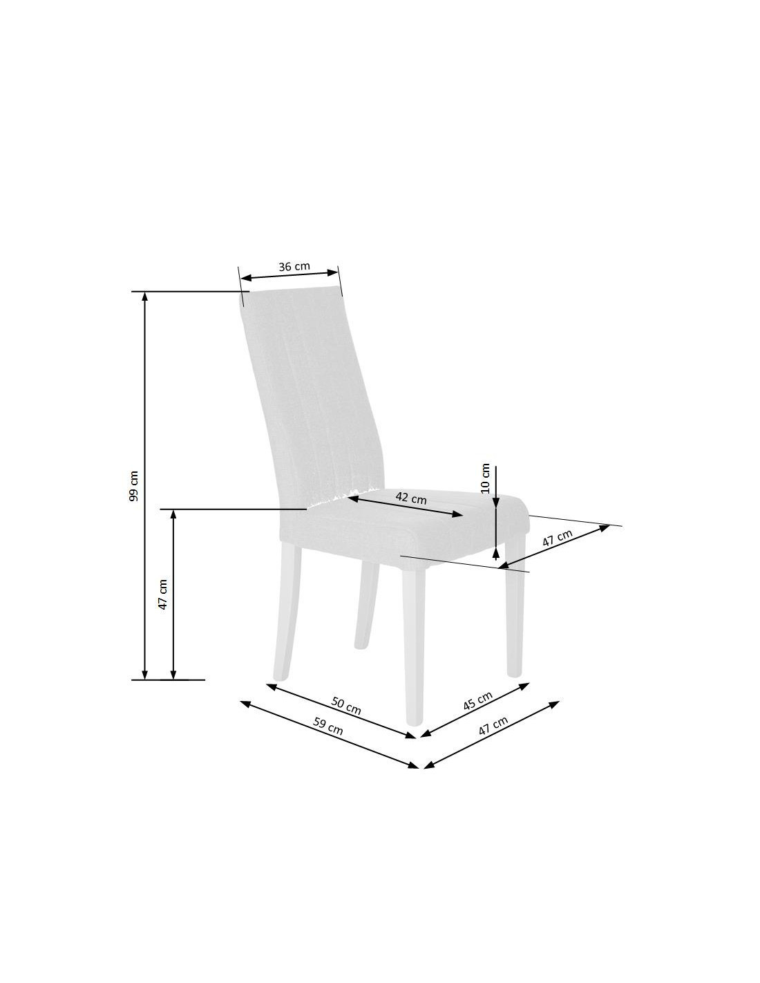 Wymiarowanie drewnianego krzesła DIEGO 2 z pikowanego granatowego velvetu – widok z boku.