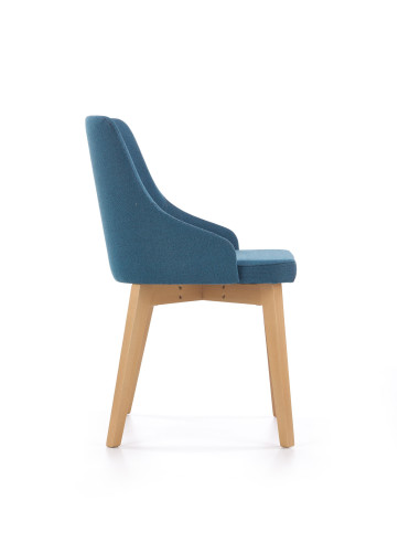 Krzesło drewniane TOLEDO dąb miodowy / turkusowy