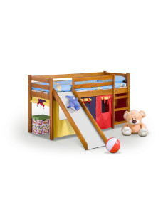 NEO PLUS - łóżko piętrowe ze zjeżdżalnią i materacem - olcha 