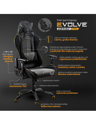  Fotel gabinetowy gamingowy EVOLVE PRO
