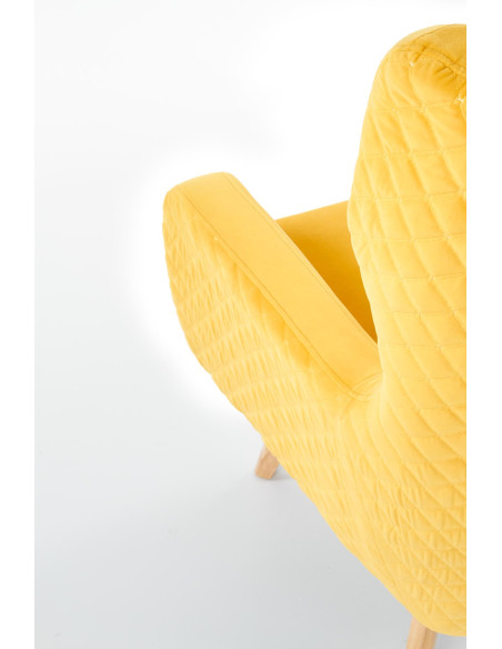 MARVEL Fotel Wypoczynkowy USZAK Pikowany Żółty Velvet - Komfortowy Relaks