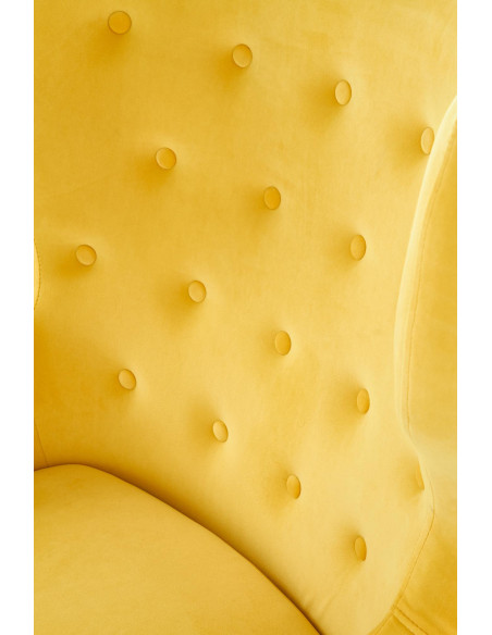 MARVEL Fotel Wypoczynkowy USZAK Pikowany Żółty Velvet - Komfortowy Relaks