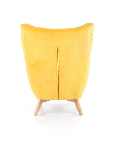 MARVEL Fotel Wypoczynkowy USZAK Pikowany Żółty Velvet - Komfortowy Relaks