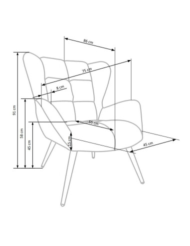 TYRION Fotel Wypoczynkowy Uszak Popiel Velvet, Nogi Czarne - Komfort i Styl