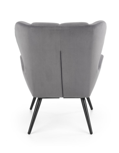 TYRION Fotel Wypoczynkowy Uszak Popiel Velvet, Nogi Czarne - Komfort i Styl