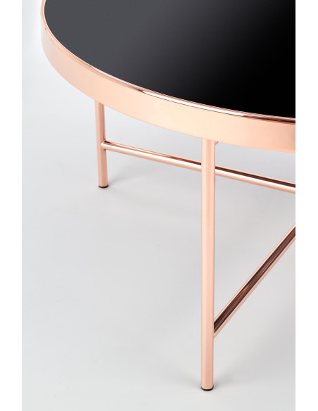 Ława szkło MORIA Fi 82cm miedź / czarny