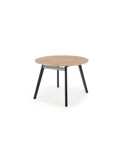 RUBEN Stół Okrągły Rozkładany Fi102-142cm Dąb Artisan z Czarnymi Nogami
