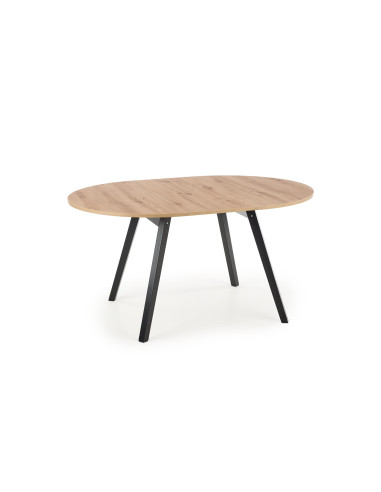 RUBEN Stół Okrągły Rozkładany Fi102-142cm Dąb Artisan z Czarnymi Nogami