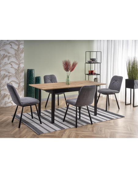 GREG Klasyczny Stół Rozkładany 124-168x74cm Dąb Wotan/Czarny