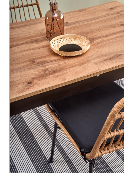 GREG Klasyczny Stół Rozkładany 124-168x74cm Dąb Wotan/Czarny