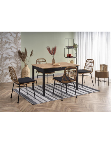 GREG Klasyczny Stół Rozkładany 124-168x74cm Dąb Wotan/Czarny