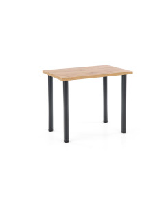 MODEX 2 Stół 90x60cm Dąb Wotan, Czarne Okrągłe Nogi - Ciepła Barwa Blatu